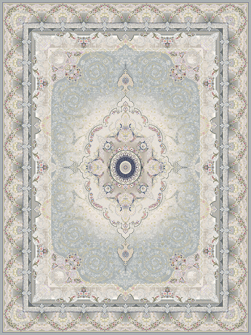 Vila Traditional Persian Area Rug Silver