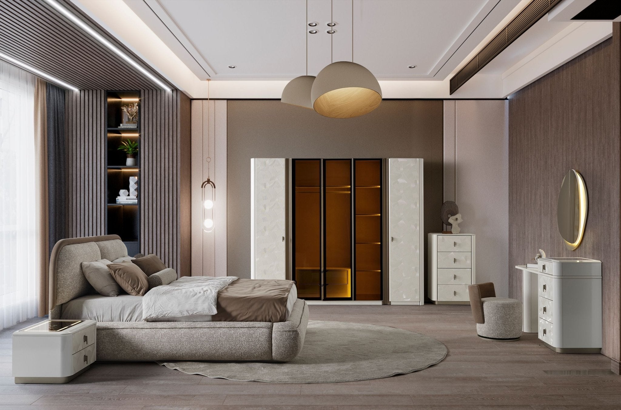 Voyage Luxury Bedroom Suite Cream Modern Bed Set - Quality Rugs and Furniture