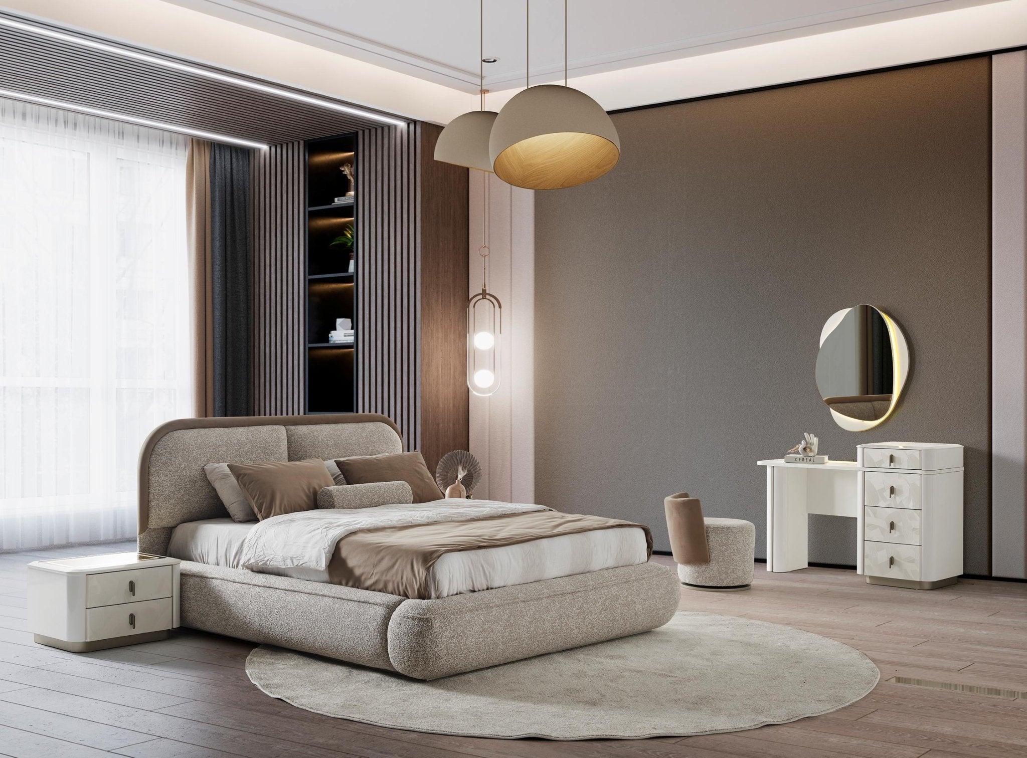 Voyage Luxury Bedroom Suite Cream Modern Bed Set - Quality Rugs and Furniture