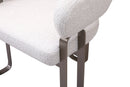 Wattle Modern Dining Chair with Beige Lint Fabric & Champagne Gold Stainless Steel Legs - Quality Rugs and Furniture