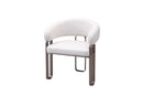 Wattle Modern Dining Chair with Beige Lint Fabric & Champagne Gold Stainless Steel Legs - Quality Rugs and Furniture