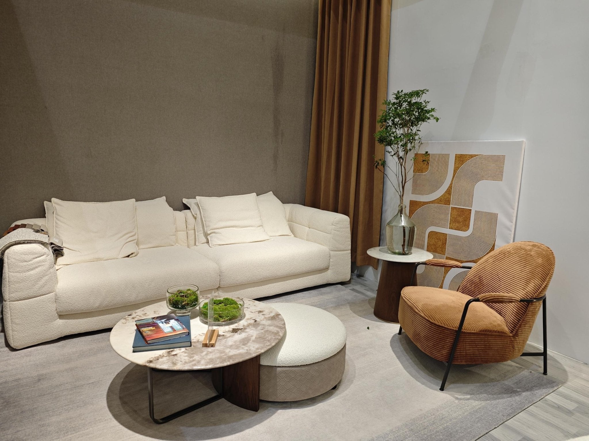 Wren Modern Coffee Table Brown Marble Top with Walnut Legs - Quality Rugs and Furniture