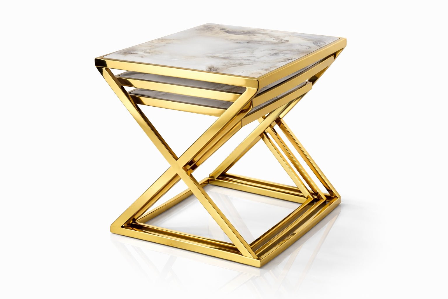 YA31 Marble Nesting Table Set of 3 - Quality Rugs and Furniture