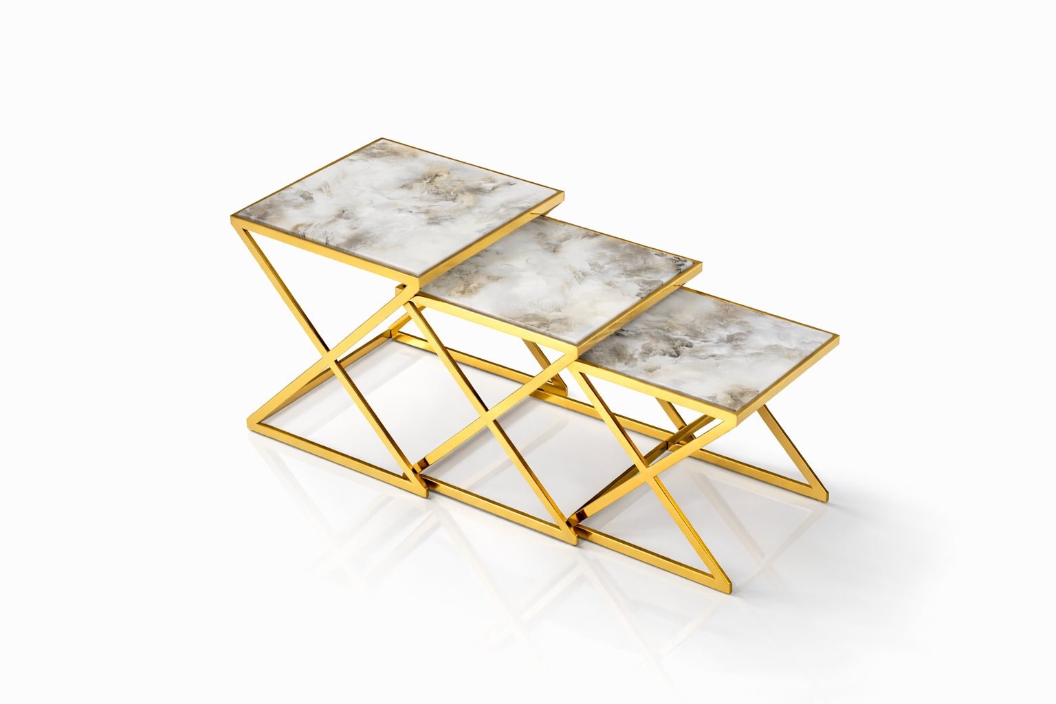 YA31 Marble Nesting Table Set of 3 - Quality Rugs and Furniture