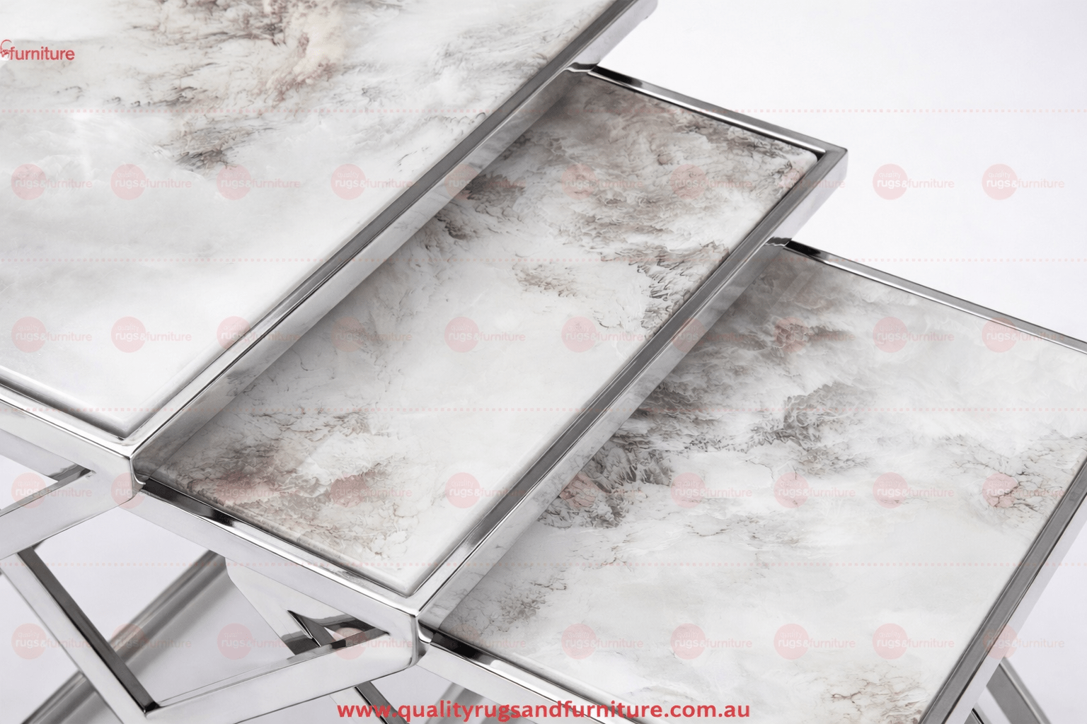 YA31 Marble Nesting Table Set of 3 - Quality Rugs and Furniture