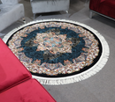 A ROUND RUG | Zomorod 25050 Black Round Traditional Rug | Quality Rugs and Furniture