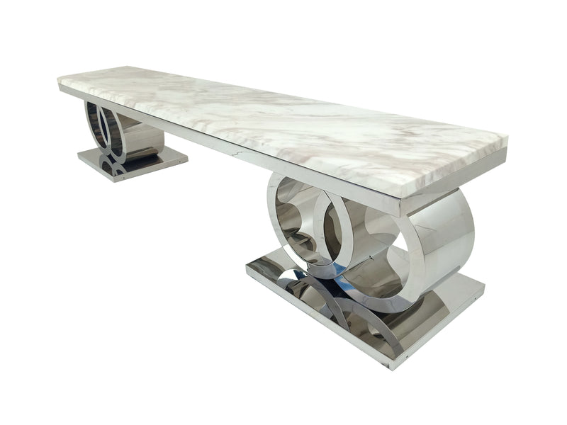 Abe Marble Top Stainless Steel Base Tv Unit Silver