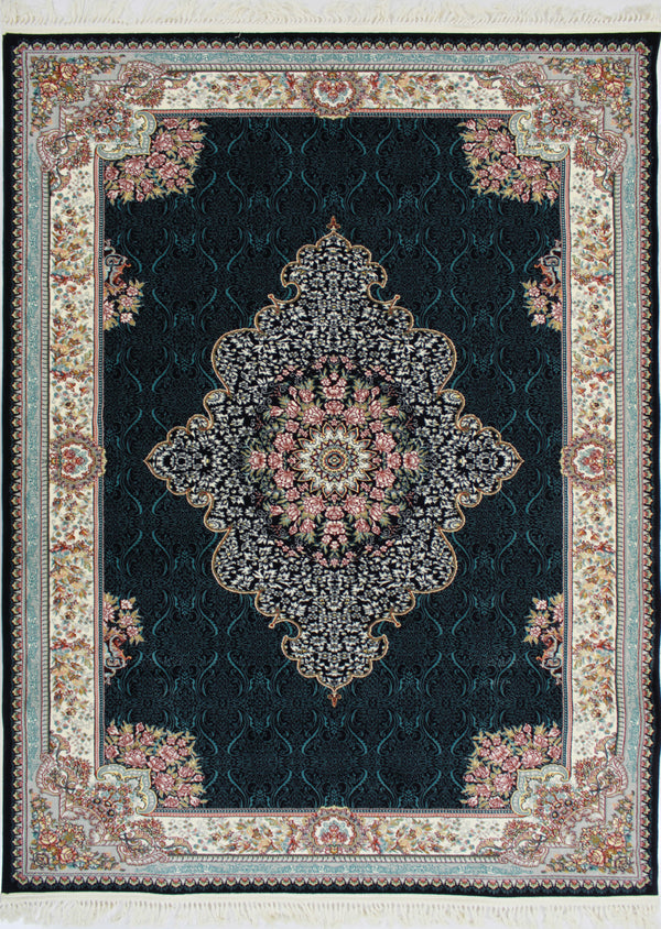 Mashhad 722593 Dark Blue Persian Traditional Rug