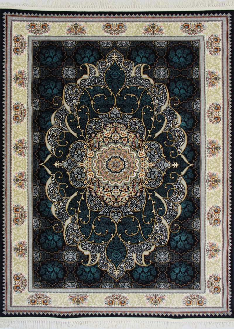 Mashhad 722364 Dark Blue Persian Traditional Rug