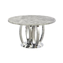 Orion Stainless Steel Base Marble Top Round Dining Table Grey Silver