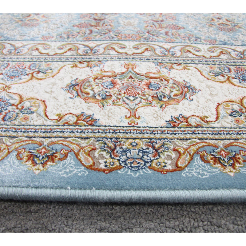 A ROUND RUG | Zartosht 5750 Blue Round Traditional Rug | Quality Rugs and Furniture