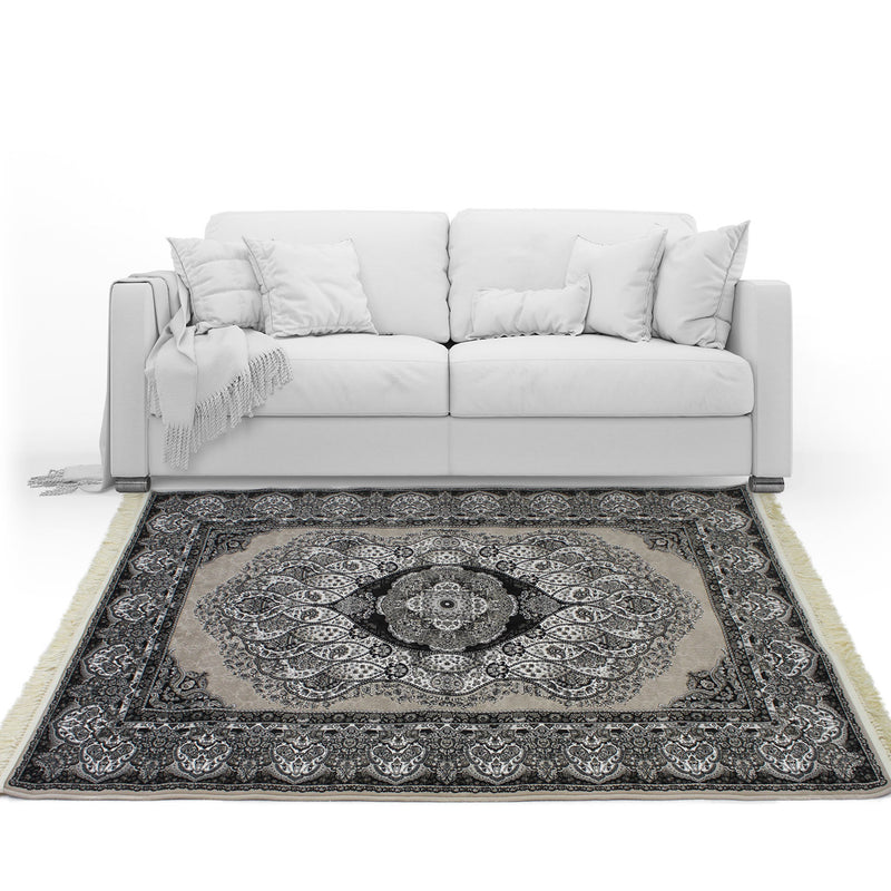 A RUG | Zartosht 3780 Grey/ Black White Traditional Rug | Quality Rugs and Furniture