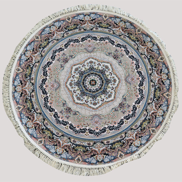 A ROUND RUG | Zartosht 4730 Grey Round Traditional Rug | Quality Rugs and Furniture