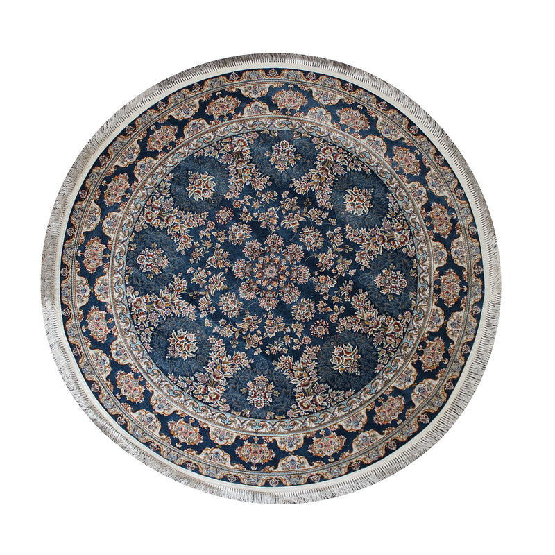 A ROUND RUG | Zartosht 5750 Marin Blue Round Traditional Rug | Quality Rugs and Furniture
