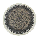 A ROUND RUG | Zartosht 3830 Grey/ Black White Round Traditional Rug | Quality Rugs and Furniture