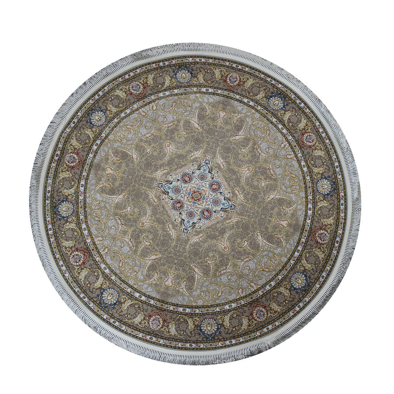 A ROUND RUG | Zartosht 5577 Beige Round Traditional Rug | Quality Rugs and Furniture