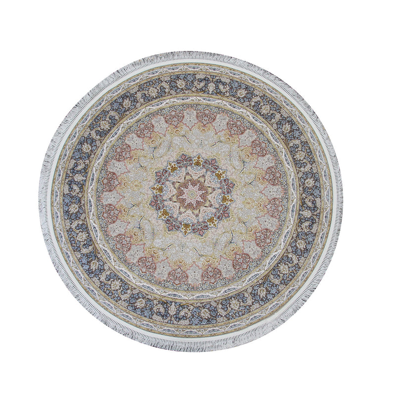 A ROUND RUG | Zartosht 5252 Beige Round Traditional Rug | Quality Rugs and Furniture