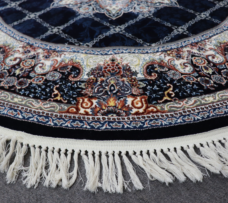 A ROUND RUG | Zomorod 25039 Navy Round Traditional Rug | Quality Rugs and Furniture