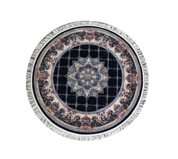 A ROUND RUG | Zomorod 25039 Navy Round Traditional Rug | Quality Rugs and Furniture