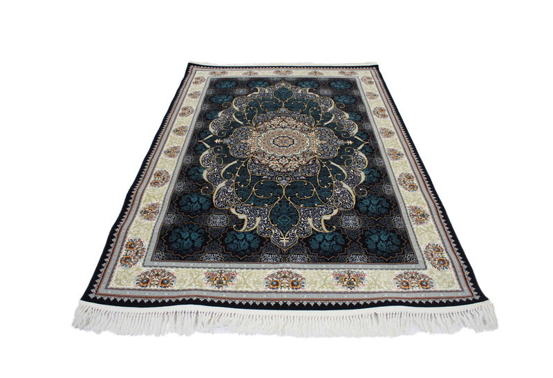 Mashhad 722364 Dark Blue Persian Traditional Rug