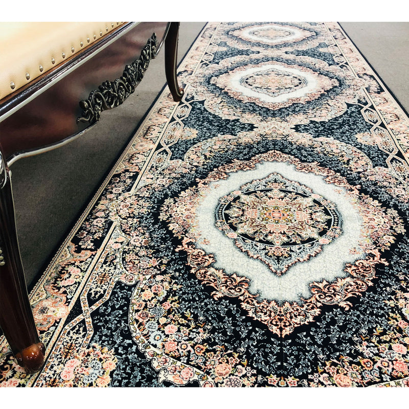 A HALLWAY RUNNERS | Zartosht 4770 Hallway Runner Navy Traditional Rug | Quality Rugs and Furniture