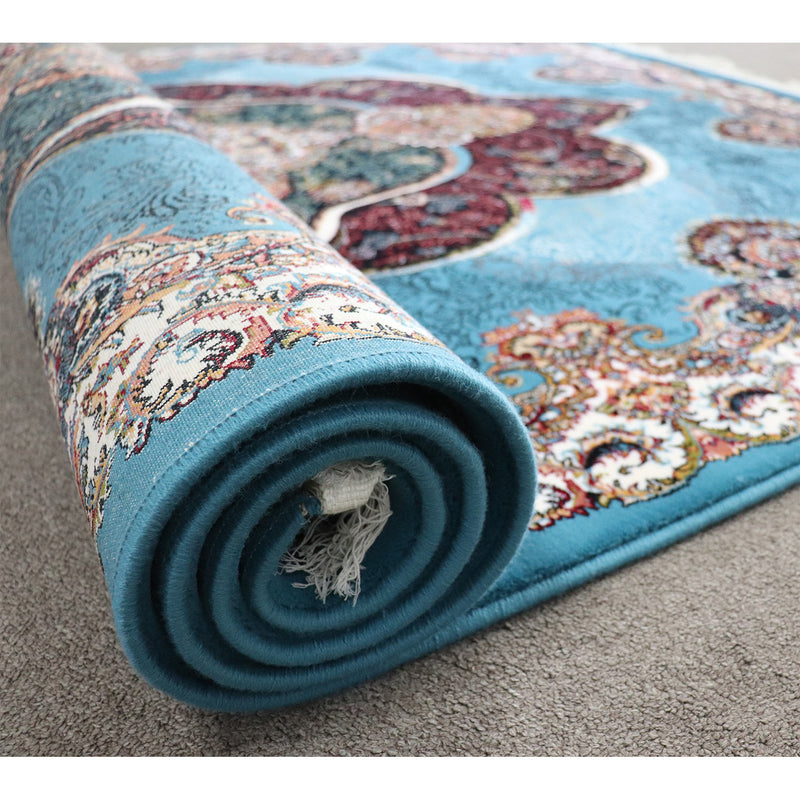 A HALLWAY RUNNERS | Zomorod 25050 Blue Hallway Runner Traditional Rug | Quality Rugs and Furniture