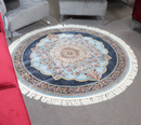 A ROUND RUG | Zomorod 25036 Blue Round Traditional Rug | Quality Rugs and Furniture