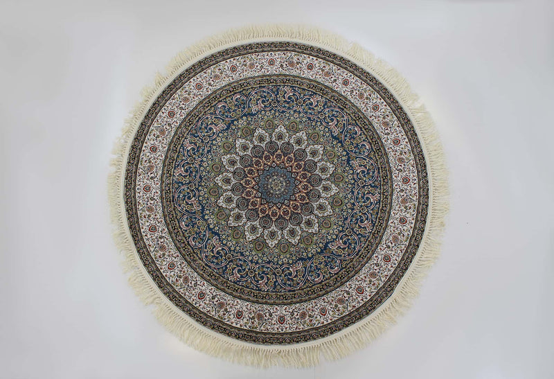 Zartosht 4545 Dark Blue Round Persian Traditional Rug