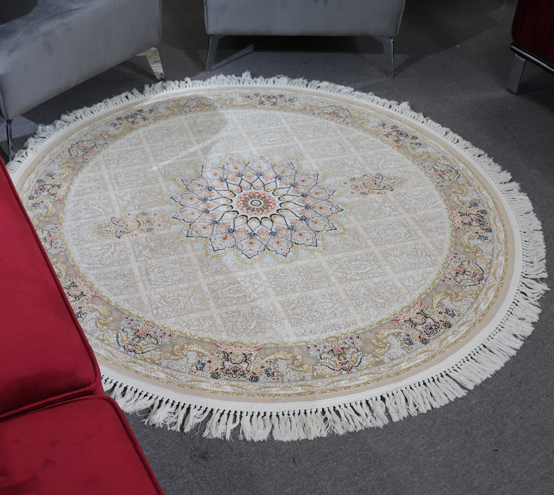 A ROUND RUG | Zomorod 37006 Beige Round Traditional Rug | Quality Rugs and Furniture
