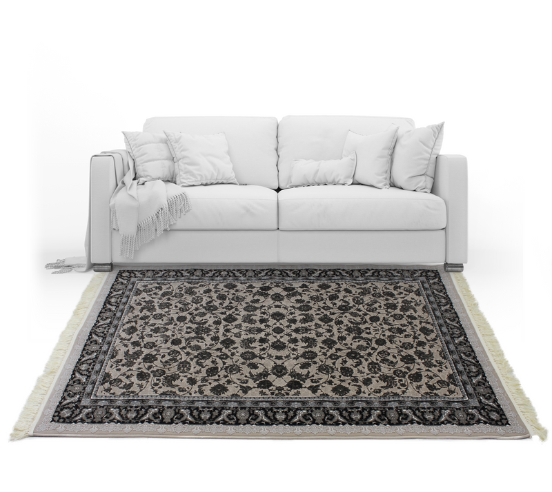 A RUG | Zartosht 4819 Grey/ Black White Traditional Rug | Quality Rugs and Furniture