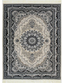 A RUG | Zartosht 4777 Grey/Black White Traditional Rug | Quality Rugs and Furniture