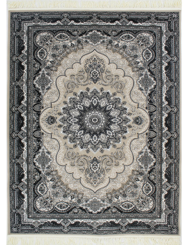 A RUG | Zartosht 4777 Grey/Black White Traditional Rug | Quality Rugs and Furniture