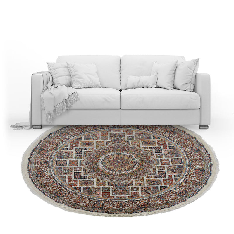 A ROUND RUG | Zartosht 5380 Cream Rond Traditional Rug | Quality Rugs and Furniture