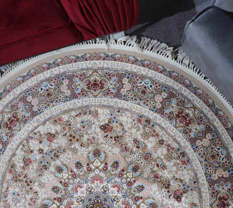 A ROUND RUG | Zomorod 37005 Beige Round Traditional Rug | Quality Rugs and Furniture