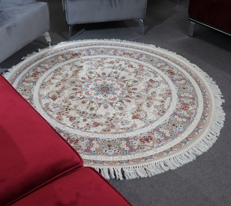 A ROUND RUG | Zomorod 37005 Beige Round Traditional Rug | Quality Rugs and Furniture