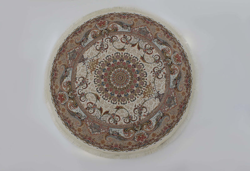 Zartosht 6090 Cream Round Persian Traditional Rug