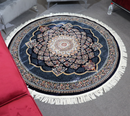 A ROUND RUG | Zomorod 25036 Navy Round Traditional Rug | Quality Rugs and Furniture