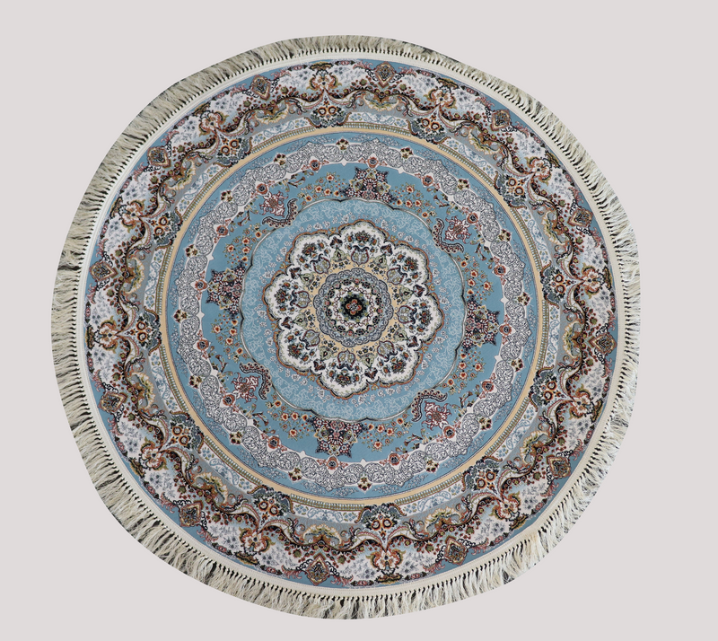 A ROUND RUG | Zartosht 4730Ja Blue Round Traditional Rug | Quality Rugs and Furniture