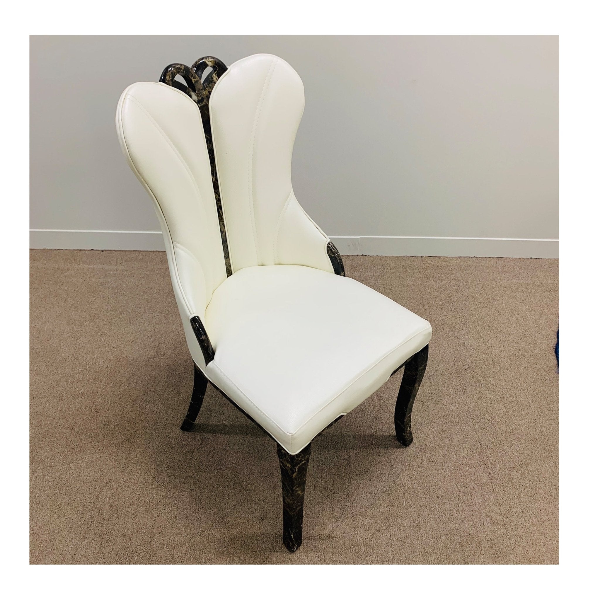 932 Leather Dining Chair Modern Cream Brown - Quality Rugs and Furniture