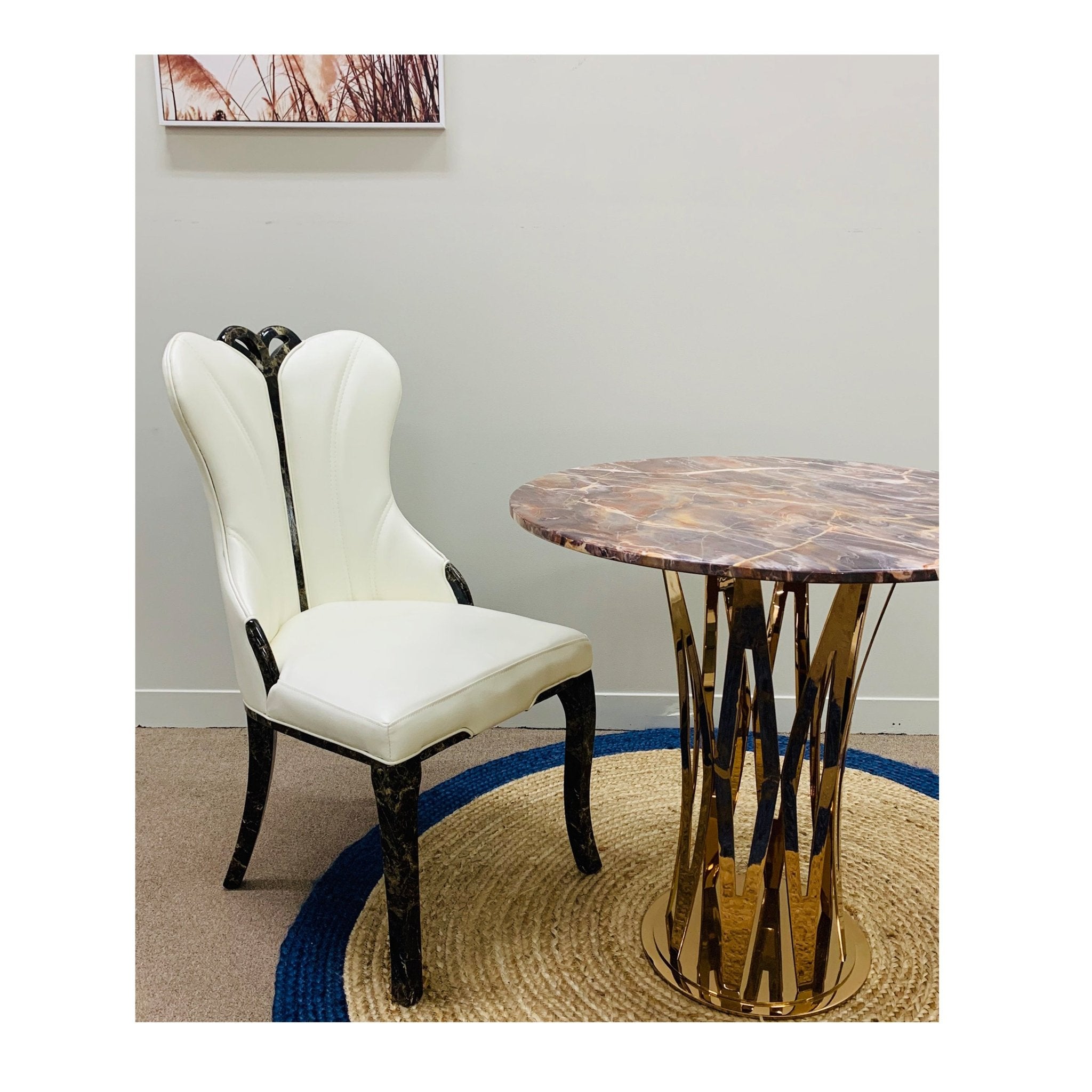 932 Leather Dining Chair Modern Cream Brown - Quality Rugs and Furniture