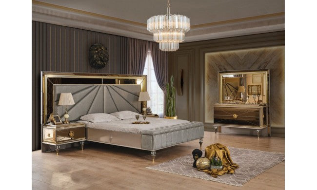 Asiyan Art Deco King Bed Modern Mid Century