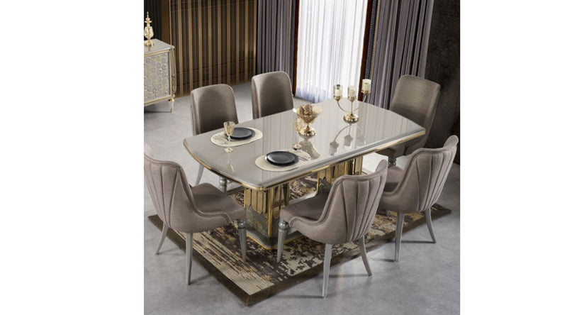 Hira Wooden Frame Velvet Modern Dining Chair Cream Beige
