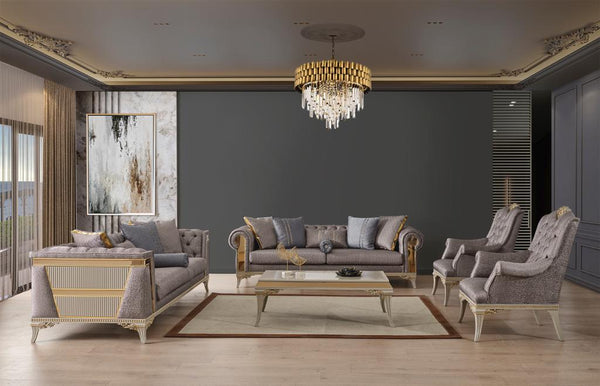Kumsal Art Deco Sofa Set Modern Mid Century Chesterfield