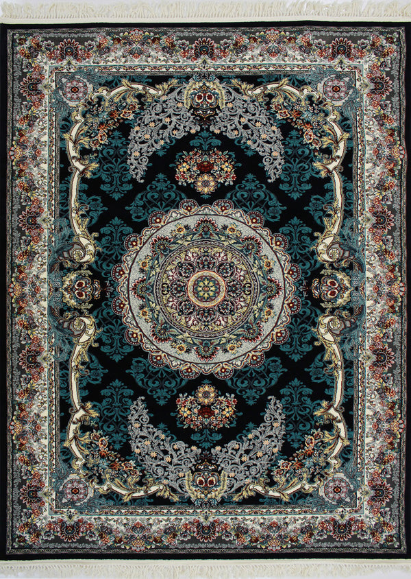Mashhad 722589 Dark Blue Persian Traditional Rug