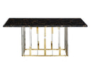 Emma Marble Top Stainless Steel Base Luxury Dining Table Black Gold