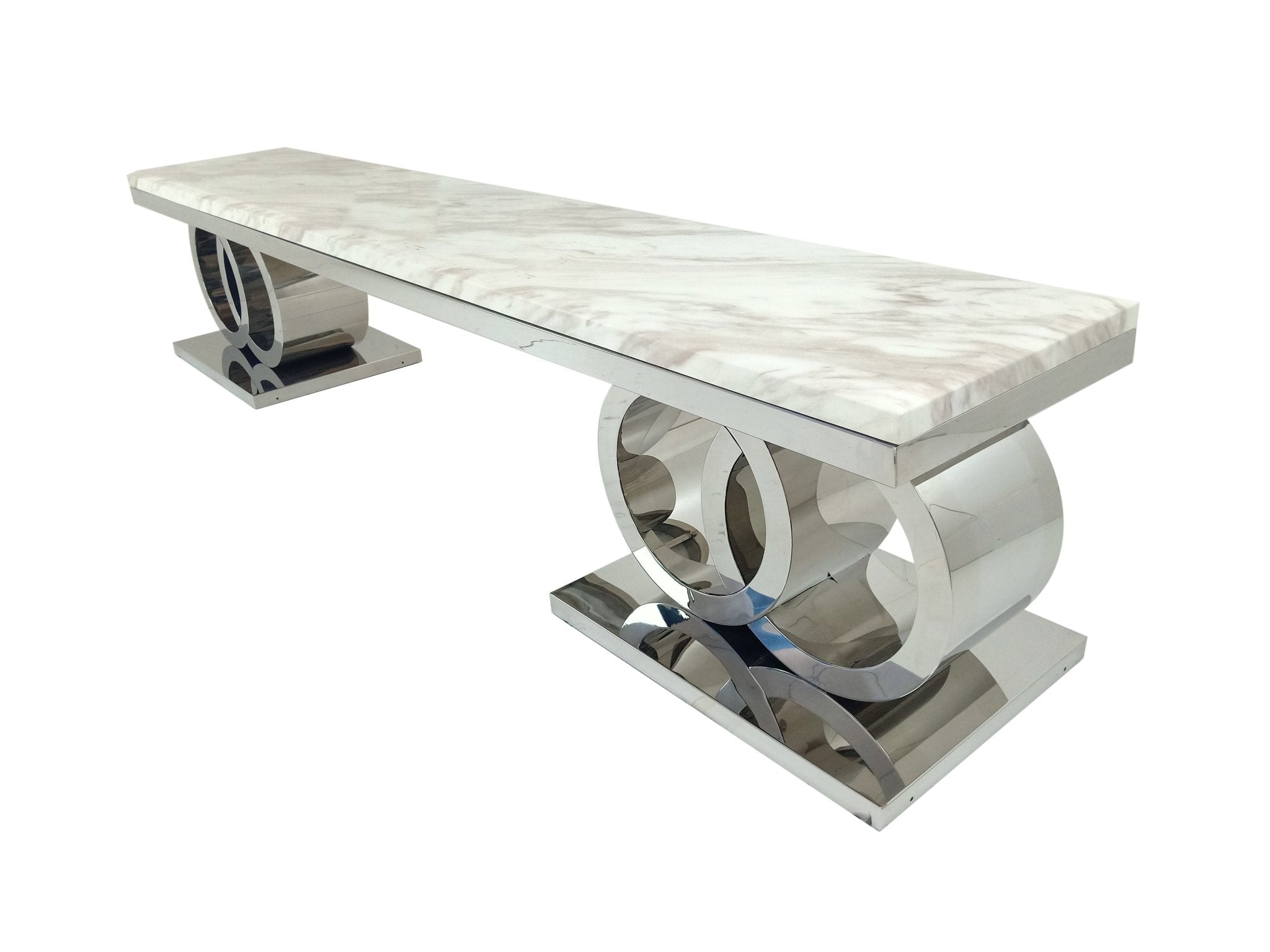 Abe Marble Top Stainless Steel Base Tv Unit Silver - Quality Rugs and Furniture