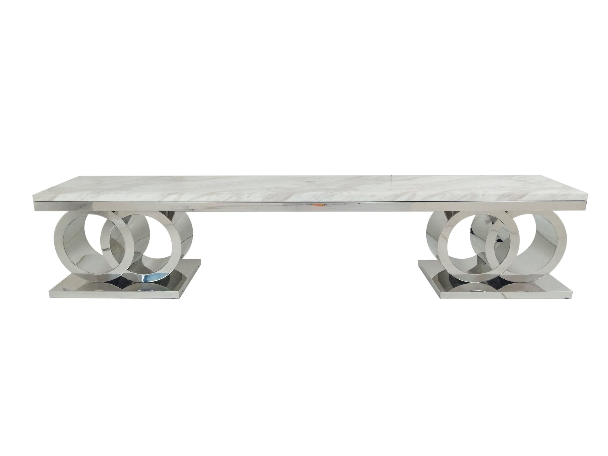 Abe Marble Top Stainless Steel Base Tv Unit Silver - Quality Rugs and Furniture