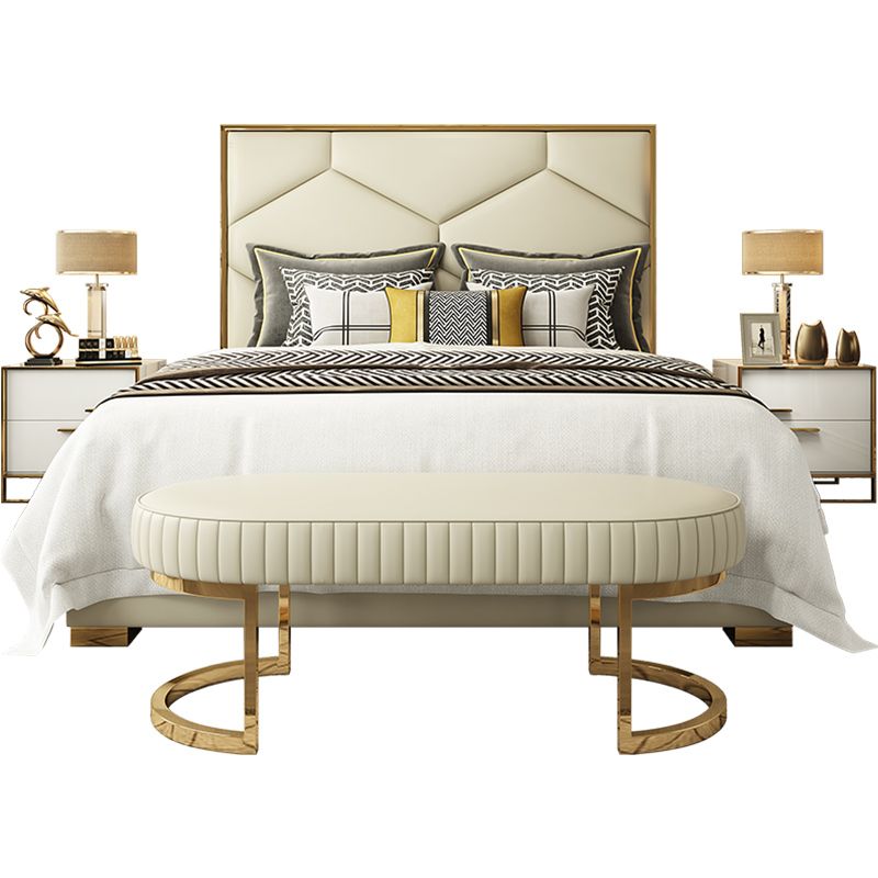 Aiyla King Bed Luxury Modern Cream Gold - Quality Rugs and Furniture