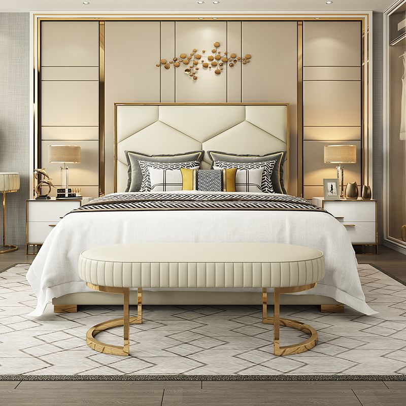 Aiyla King Bed Luxury Modern Cream Gold - Quality Rugs and Furniture