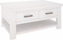 Alaska Modern Coffee Table with 2 Drawers and 1 Shelf Brushed White - Quality Rugs and Furniture